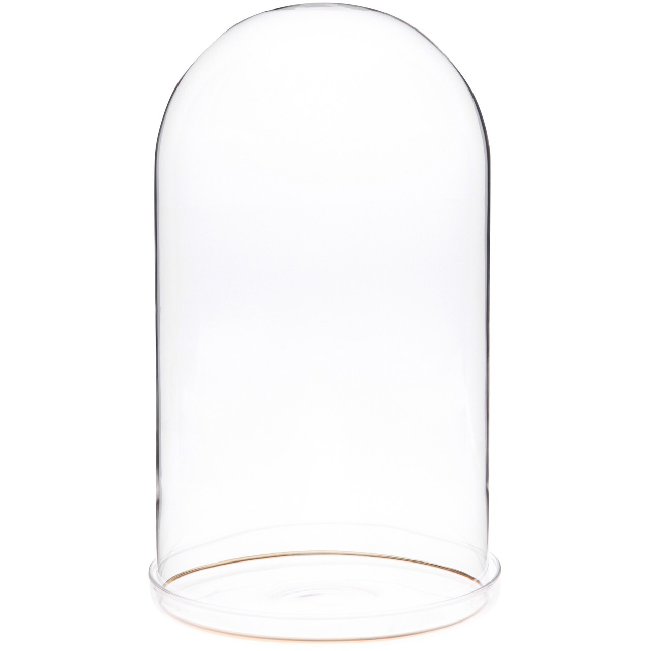 Plymor 5.5" x 10" Glass Display Dome Cloche with Gold Rim (Clear Glass Tray Base)